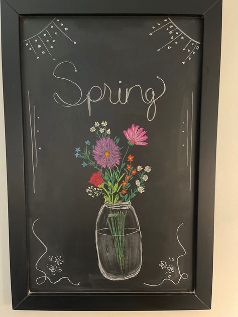 Flowers Chalkboard Art, Floral Chalkboard Art, Flowers Chalkboard, Spring Chalkboard Art, Chalkboard Flowers, Spring Chalkboard, Make A Chalkboard, Blackboard Art, Chalkboard Calendar