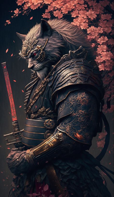 Lion Samurai Tattoo, Lion Samurai, Animal Samurai, Wolf Samurai, Tiger Samurai, Japanese Warriors, Guerriero Samurai, Predator Artwork, Japanese Art Samurai