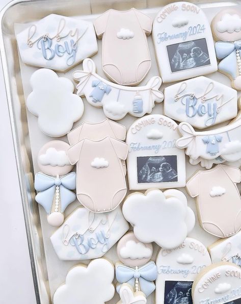 Gender Reveal Cookies, Cookies Theme, Baby Shower Theme Decorations, Moon Baby Shower, On Cloud Nine, Baby Planning, Baby Shower Inspiration, Baby Cookies, Cloud Nine