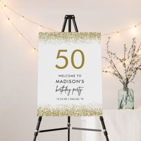 $46.25 | Gold 50th Birthday Party Decoration Welcome Sign #birthday party welcome sign, adult birthday party, minimalist birthday, birthday party decor, birthday party signage, gold, fifty, 50th birthday decor, 50th birthday sign, 50th birthday welcome sign 21st Bday Table Decorations, 21st Birthday Welcome Sign, 21st Table Decorations, 21st Birthday Party Ideas Decorations, 21st Decor, 21st Birthday Table Decorations, 21st Birthday Centerpieces, 50th Birthday Table Decorations, 21st Birthday Party Decorations