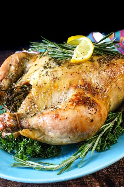 Lemon Herb Roasted Chicken Lemon Herb Roasted Chicken, Chicken Season, Roast A Chicken, Roasting Chicken, Lemon Roasted Chicken, Just A Pinch Recipes, Herb Roasted Chicken, Lemon Herb, Easy Lunch Recipes