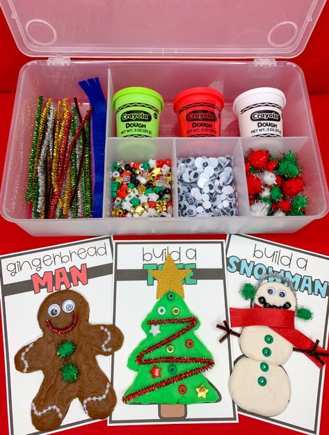 christmas play dough kits December Preschool Themes, Play Dough Christmas, Christmas Play Dough, Preschool Christmas Gifts, Play Dough Kits, December Preschool, Christmas Fair Ideas, Playdough Kits, Christmas Gifts For Parents