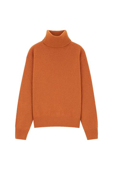 Uniqlo Lambswool Turtleneck Jumper- ellemag Pull Orange, Turtleneck Jumper, Pull Oversize, Gilet Long, Turtle Neck Jumper, Comfortable Sweater, Fall Capsule Wardrobe, Uniqlo Women, Winter Trends