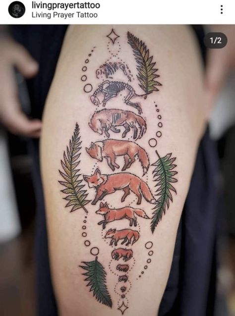 Fox tattoo Stardust Tattoo, Funky Tattoos, Mushroom Tattoos, Wicked Tattoos, Doodle Tattoo, Creepy Tattoos, Cute Little Tattoos, Fox Tattoo, Black Lines