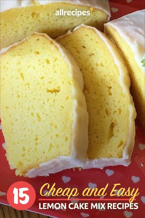 15 Cheap and Easy Lemon Cake Mix Recipes | "A box of lemon cake mix is a beautiful thing — and when it's prepared properly, it can taste just as good as (and sometimes better than) made-from-scratch recipes." #dessertrecipes #dessertideas #sweettreats Lemon Cake Mix Bread Recipe, Lemon Cake Mix Bread, What To Do With Lemon Box Cake, Lemon Loaf Cake From Cake Mix Boxes, Lemon Cake From White Box Cake, Doctored Up Lemon Cake Mix Recipes, What To Make With Lemon Cake Mix Baking, Lemon Loaf Recipes Using Cake Mix Boxes, Lemon Cake Mix Dessert Recipes