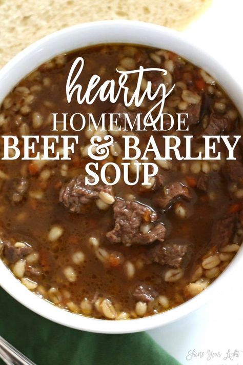 Delicious and wholesome beef and barley soup with tender and flavorful steak and a rich broth. Soups To Make, Beef And Barley Soup, Beef And Barley, Steak Soup, Hearty Soup Recipes, Delicious Soups, Beef Soup Recipes, Beef Barley, Beef Barley Soup