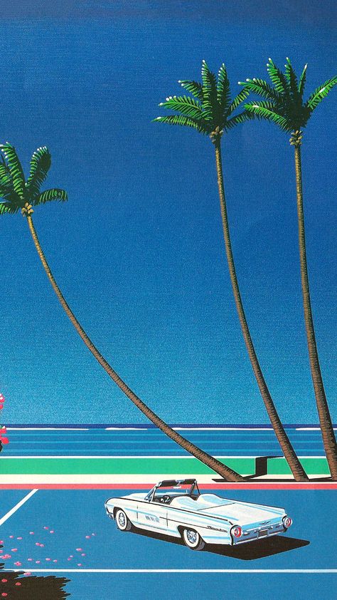 Hiroshi Nagai Wallpaper, Hiroshi Nagai, Vaporwave Wallpaper, Retro Painting, Vaporwave Art, 8bit Art, New Retro Wave, City Pop, La Rive