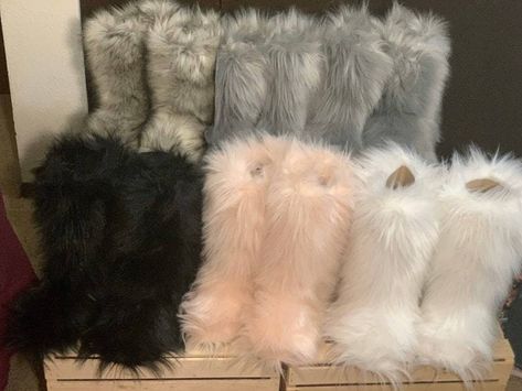 Fluffy Boots, Black Soul, Acrylic Glue, Random Clothes, Dr Shoes, Under Your Spell, Teen Outfits, Cute Slippers, Faux Fur Boots