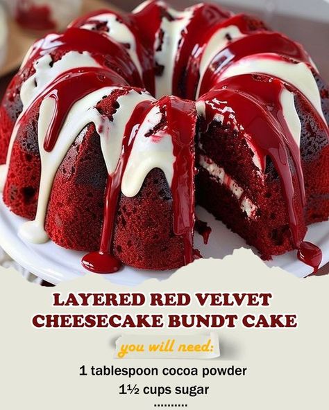 Homemade Delights Cheesecake Bundt Cake, Candy Cookie Cake, Red Velvet Bundt, Red Velvet Cheesecake Cake, Red Velvet Bundt Cake, Red Velvet Desserts, Red Velvet Recipes, Velvet Cheesecake, Cotton Cake