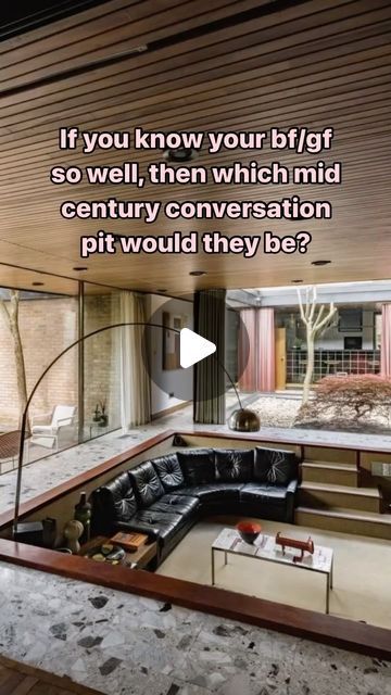 Julien Griffith on Instagram: "Groovy conversation pits 🕳️

Which one is your favorite? Would you put one in your house? 

Follow for more architectural and interior design 📍 and check out my grass conversation pit on my profile!

#conversationpit #sunkenroom #1970s #70s #70sdesign #diy #1980s #hippie #mcm #midcentury #midcenturymodern #midmod #mcmarchitecture #conversationsofa #shag #1960s #1970sdecor #1970sdecor #1970sarchitecture #groovyvibes #groovyroom #mcmfurniture" Sunken Living Room 70s Conversation Pit, Diy Conversation Pit, Conversation Pit 70's, 70s Conversation Pit, 1970s Architecture, Living Room 70s, Groovy Room, Conversation Pit, 1970s Decor