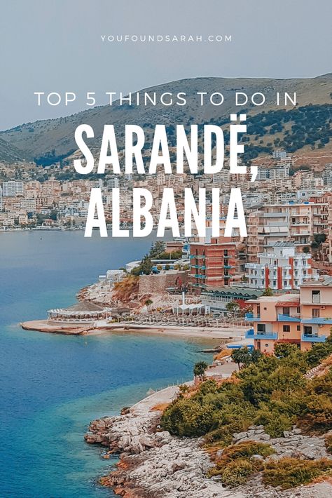 Sarandë, Albania (or Saranda) is located directly opposite the Greek island of Corfu and is the “capital of the Albanian Riviera.  #albania #saranda #greece #beaches  For more off-the-beaten-path travel ideas head to www.youfoundsarah.com Sarande Albania, Saranda Albania, Greece Beaches, Balkan Travel, Visit Albania, Albania Travel, Balkans Travel, Greek Island, Corfu