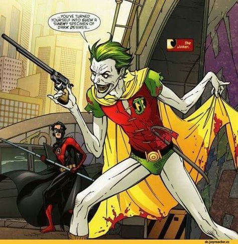 Joker as Robin talking to Tim Drake, Red Robin Tim Drake Joker, Robin Joker, Batman Merchandise, Joker Comic, Der Joker, Dc Comics Heroes, Nerd Humor, Joker Art, Red Robin