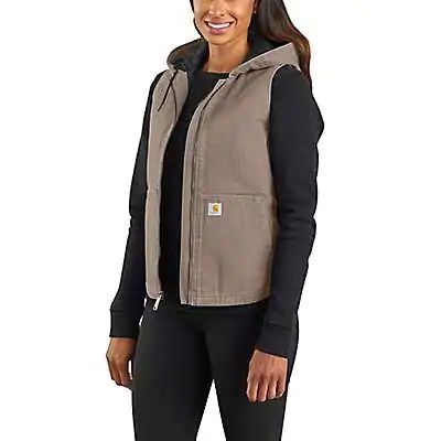 Women's Sandstone Mock-Neck Vest/Sherpa-Lined WV001 | Carhartt Womens Hooded Vest, Carhartt Vest, Duck Fabric, Carhartt Womens, Carhartt Women, Hooded Vest, Outerwear Vest, Quilted Vest, Vest Outfits