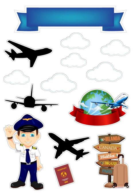 Airplane Cake, Blue Scrapbook, Photo Cake Topper, Travel Cake, Airplane Birthday Party, Birthday Cake Topper Printable, Diy Cake Topper, Dinosaur Theme Party, Beautiful Birthday Cakes