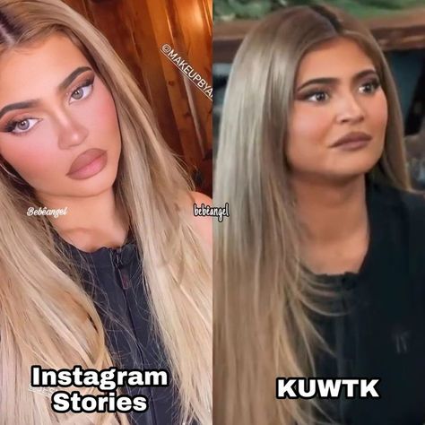 Kylie Jenner Reality Vs Instagram, Kylie Jenner Plastic Surgery, Face Plastic Surgery, Instagram Vs Real Life, Botox Lips, Celebs Without Makeup, Kylie Jenner Instagram, Kylie Jenner Look, Face Art Makeup