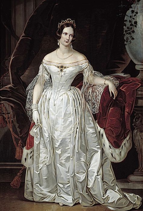 1841-1842 Alexandra Feodorovna by Christina Robertson (Hermitage) 19th Century Dresses, 19th Century Dress, Alexandra Feodorovna, Century Dress, Court Dresses, Russian Fashion, Historical Dresses, Woman Painting, Historical Fashion