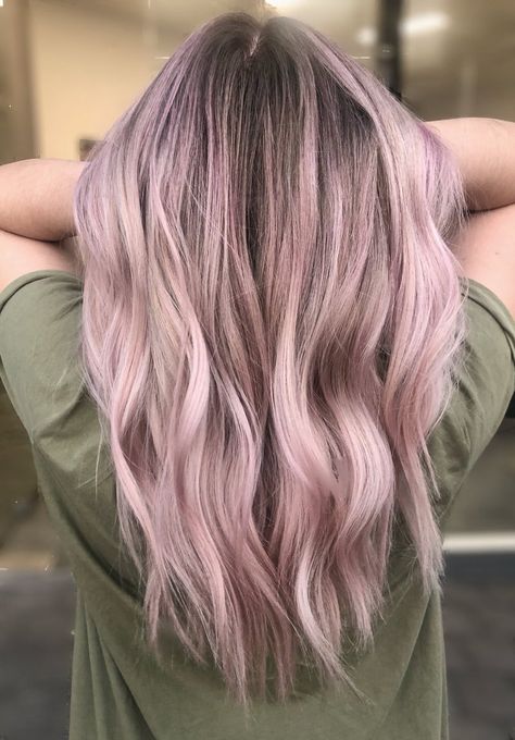 Ash Rose Blonde Hair, Light Pink Hair Balayage, Dusty Pink Hair Balayage, Dusty Pink Balayage, Light Rose Gold Hair, Pastel Pink Balayage, Pastel Pink Hair Ombre, Grey Hair Before And After, Rose Blonde Hair