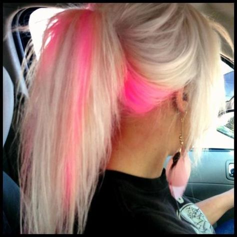 Blonde and Pink Hair - Ponytail Long Blonde Hair With Pink Highlights, Blonde Pink And Black Hair, Best Permanent Hair Removal, Hair 2025, Newly Single, Pink Blonde, Pink Blonde Hair, Hot Pink Hair, Peekaboo Hair