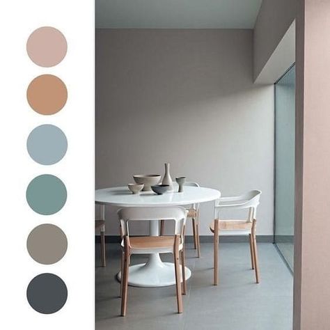 Mistura de cores: paleta de cores neutras e pasteis para sala de jantar Furnitur Ruang Keluarga, Glass Houses, Scandinavian Style Home, Best Office, Trendy Living Rooms, Room Color Schemes, Scandinavian Interior Design, Trendy Bathroom, Trendy Bedroom