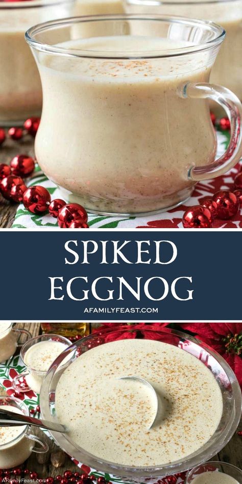 Spiked Eggnog Egg Nog Shots Alcohol, Egg Nog Recipe Homemade Alcoholic, Spiked Eggnog Recipe Easy, Spiked Eggnog Recipe, Eggnog Recipe Spiked, Alcoholic Eggnog, Eggnog Drinks, Eggnog Recipe Homemade, Feast Recipes