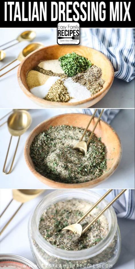 The BEST Italian Dressing Mix - Easy Family Recipes Make Italian Dressing, Best Italian Dressing, Italian Dressing Recipes, Homemade Dry Mixes, Homemade Italian Dressing, Italian Dressing Mix, Easy Family Recipes, Spice Blends Recipes, Spice Mix Recipes