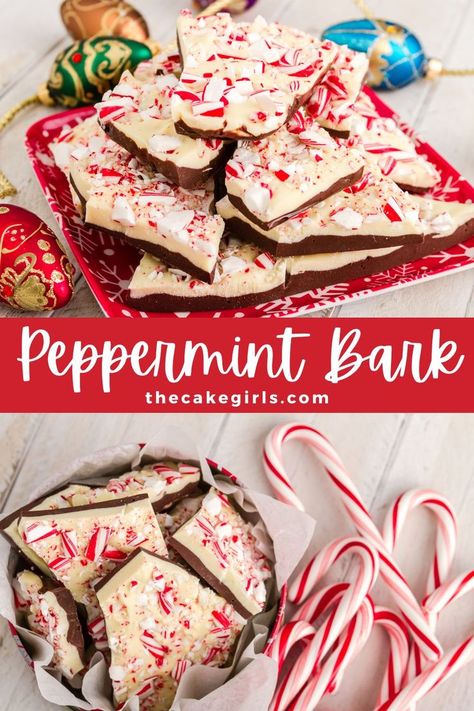 Easy Dark & White Chocolate Peppermint Bark Chocolate Peppermint Bark Recipe, Christmas Peppermint Bark, Peppermint Bark Recipe, White Chocolate Peppermint Bark, Homemade Peppermint Bark, Peppermint Bark Recipes, Chocolate Peppermint Bark, White Chocolate Peppermint, Christmas Peppermint