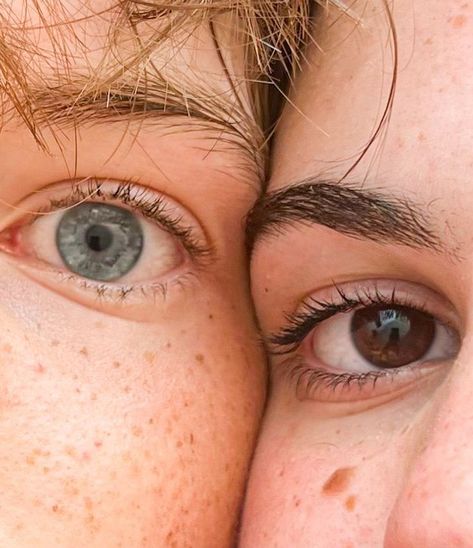 One Blue Eye One Brown Eye, Brown And Blue Eyes Aesthetic, Brown Eyes And Blue Eyes Couples, Blue And Brown Eyes Aesthetic, When He Has Blue Eyes, Brown And Blue Eyes Couple, Blue And Brown Eyes Couple, Pretty Brown Eyes Aesthetic, Brown Eyes And Blue Eyes