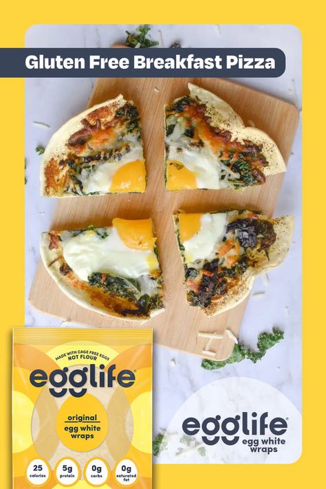 Enjoy gluten-free pizza for breakfast and meet your goals with egglife wraps! Find us chillin' in the refrigerated section. Egglife Recipes, Antihistamine Diet, Gluten Free Breakfast Pizza, Thm Diet, Macros Recipes, Pizza For Breakfast, Packed Breakfast, Food Protein, Egg Wrap