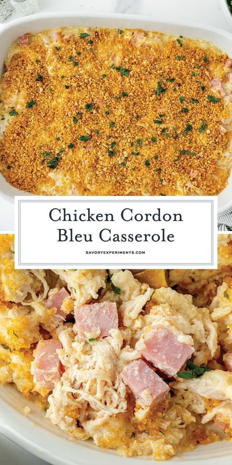 With all the flavors of classic chicken cordon bleu, this Chicken Cordon Bleu Casserole simplifies things for the ultimate EASY dinner! Chicken Cordon Bleu Casserole Recipe, Cordon Bleu Casserole, Cordon Blue, Chicken Cordon Bleu Casserole, Chicken Casserole Easy, The Whoot, Best Casseroles, Chicken Cordon, Recipes Casserole