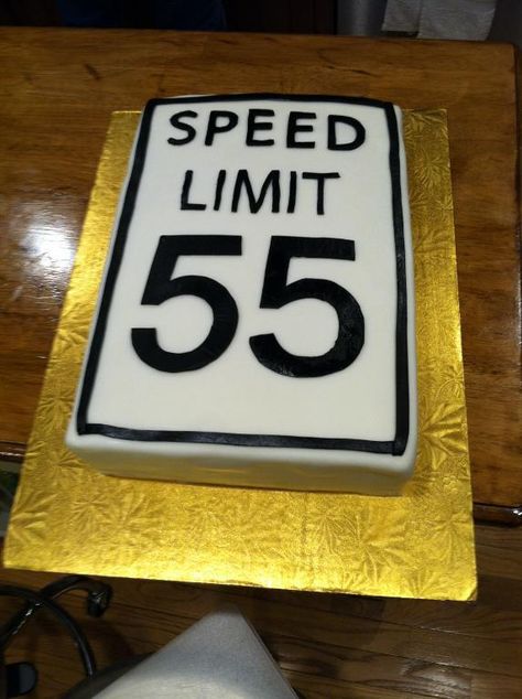 55 Speed Limit Birthday Ideas, Speed Limit Cake, Math Cake, 55 Birthday, Speed Limit Sign, Speed Limit Signs, Dads Birthday, 60th Birthday Cakes, 55th Birthday