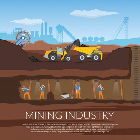 Mining Illustration, Surface Mining, Isometric Design, Isometric Illustration, Bungalow House Plans, Construction Logo, Coal Mining, Logo Set, Cartoon Icons