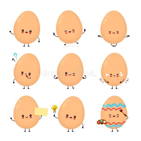 Cute happy chicken egg set collection. Vector flat cartoon character illustration icon design.Isolated on white background. Farm chicken egg, Easter bundle Egg Drawing Cute, Egg Doodle, Egg Character, Egg Tattoo, Egg Character Design, Egg Illustration, Egg Drawing, Cute Egg Cartoon, Cute Egg Illustration