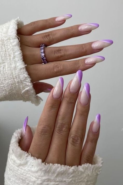 Do you love cute nails? If so, then these gel and acrylic nail designs are for you! These lilac or pink nail ideas are perfect for classy january nails, romantic february valentine's day nails, modern french tip manicure, long, almond, oval nail shape and trendy other nail design ideas for 2022. Nails Modern French, Long Almond Nail Designs, Classy Pink Nails, Modern French Tip, Beautiful Long Nails, Burgundy Acrylic Nails, Tip Manicure, Oval Nail, French Tip Manicure