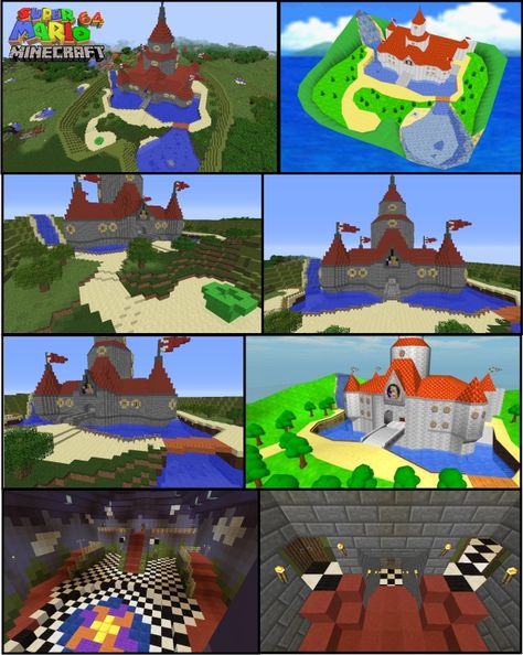 Super Mario 64 Peaches Castle Minecraft Remake. This is a project I've been working on for a while, hope you like it #Super Mario 64 #Minecraft Bulids #Awesome builds Minecraft Mario Builds, Peaches Castle, Super Mario Minecraft, Minecraft Mario, Minecraft L, Castle Minecraft, 7 Days To Die, Minecraft Castle, Minecraft Inspo