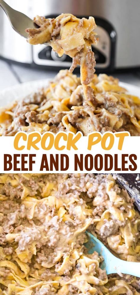 Beef And Egg Noodles, Crock Pot Beef And Noodles, Beef And Noodles Crockpot, Easy Slow Cooker Dinner, Ground Beef Crockpot Recipes, Slow Cooker Ground Beef, Crock Pot Beef, Slow Cooker Dinner Recipes, Easy Crockpot Dinners