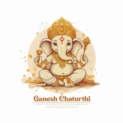 Ganpati Invitation Card, Ganesha Art Illustration, Happy Ganesh Chaturthi Wishes, God Of Wisdom, Dancing Ganesha, Canvas Art Painting Abstract, Baby Ganesha, Hindu Festival, Copic Art