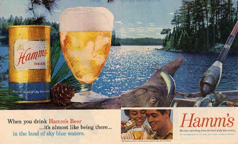 Hamm's Beer - From the Land of Sky Blue Waters Beer Ads, Hamms Beer, Old Beer Cans, Beer Ad, American Beer, Beer Poster, Beer Coasters, Beer Signs, Retro Recipes