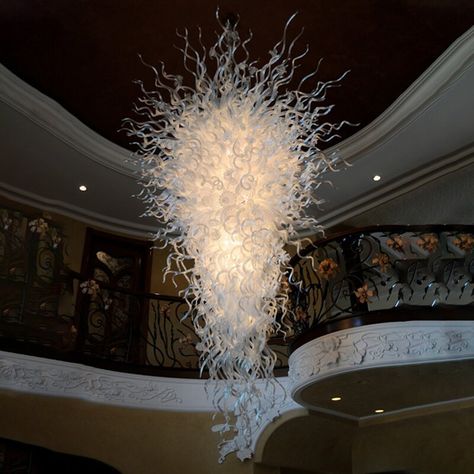 White Glass Chandelier, Hotel Chandelier, Hand Blown Glass Chandelier, Blown Glass Chandelier, Hand Blown Glass Art, Blown Glass Art, Lampe Decoration, White Chandelier, Art Deco Lighting