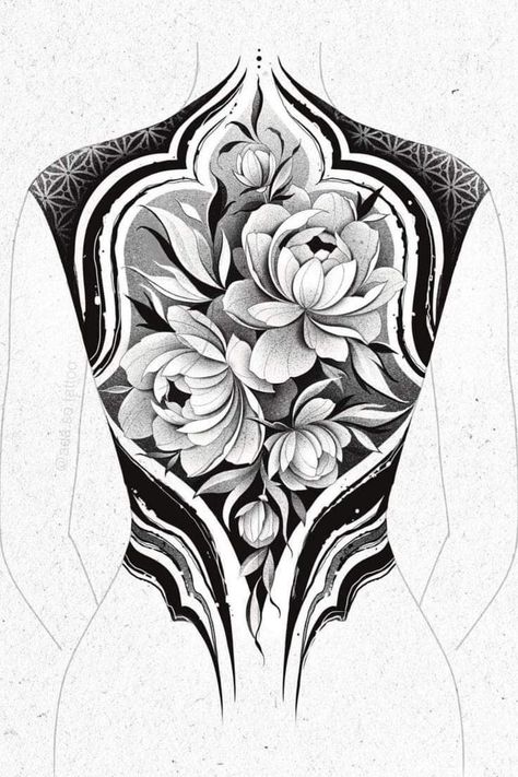 So Tattoo, Geometric Tattoo Sleeve Designs, Floral Back Tattoos, Backpiece Tattoo, Geometric Mandala Tattoo, Realistic Tattoo Sleeve, Back Piece Tattoo, Muster Tattoos, Full Back Tattoos