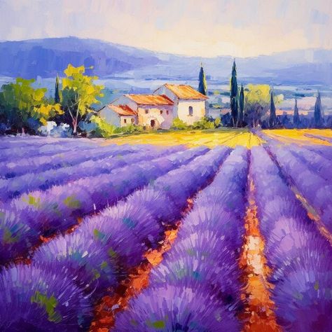 Photo champ de lavande avec une maison e... | Premium Photo #Freepik #photo #colline #maison #maison #domaine Lavender Fields Photography, Pastel Sec, Lavender Farm, Fields Photography, Lavender Fields, Provence, Lilac, Oil On Canvas, Landscape Paintings