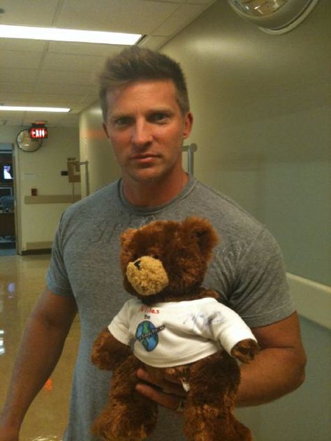 Steve Burton as Jason with Miles by Bears On Patrol, via Flickr Steve Burton, Big Teddy Bear, Big Teddy, Kelly Monaco, Just Good Friends, Soap Opera Stars, Soap Stars, Boy Best Friend, A Teddy Bear