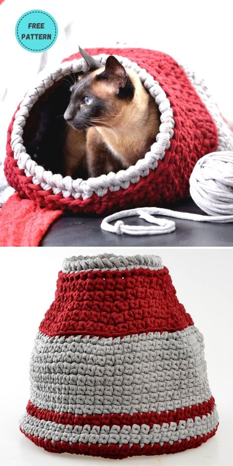 Diy Crochet Cat Bed, Cat Cave Crochet Pattern, Cat Bed Pattern, Cat Pod, Diy Cat Bed, Crochet Cat Bed, Crochet Pet, Awesome Crochet, Cat Crochet