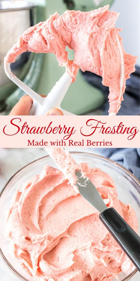 Strawberry Frosting Recipes, Strawberry Buttercream Frosting, Frosting Recipes Easy, Cake Frosting Recipe, Strawberry Frosting, Strawberry Buttercream, Buttercream Frosting Recipe, Buttercream Recipe, Frosting Recipe