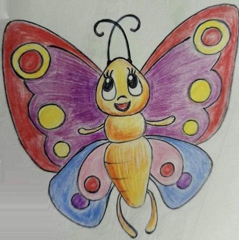 #kids #activity #shorts #education #school #craft #childrenart #creativity #skills #motivation #work #teachersofinstagram #educatorsofinstagram #learning Butterfly Drawing For Kids Easy, Drawing For 1st Class Students, Colorful Butterfly Drawing, Hand Art Kids, Beach Art Painting, Easy Art For Kids, Drawing Lessons For Kids, Easy Cartoon Drawings, Art Painting Tools