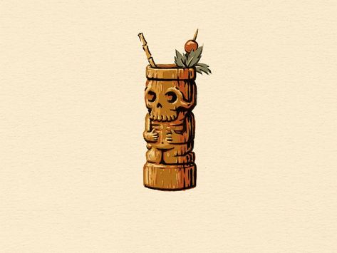 Tiki Pop, Tiki Drink, Tiki Tattoo, Tiki Cocktail, Traditional Tattoo Designs, Cocktail Illustration, Tiki Totem, Tiki Art, Tiki Drinks