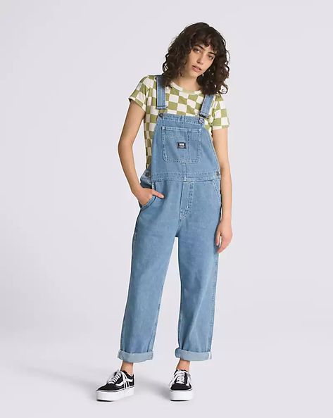 Ground Work Denim Overalls Vans Overalls, Plaid Stockings, Work Overalls, Overalls Outfit, Jane Clothing, Chunky Knit Cardigan, Fashion 101, Simple Logo, Overalls Women