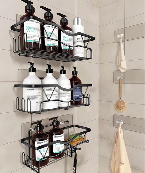 Large Shower Organization, Master Bath Shower Storage, Shower Hanging Storage, Shower Wall Caddy, Walk In Shower Storage, Adhesive Shower Shelves, Shelves Without Drilling The Wall, Small Shower Organization, Stand Up Shower Organization