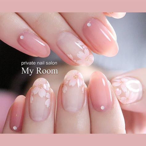 Cherry Blossom Nails, Korean Nail Art, Asian Nails, Best Flowers, Really Cute Nails, Soft Nails, Kawaii Nails, Pretty Nail Art, Bridal Nails