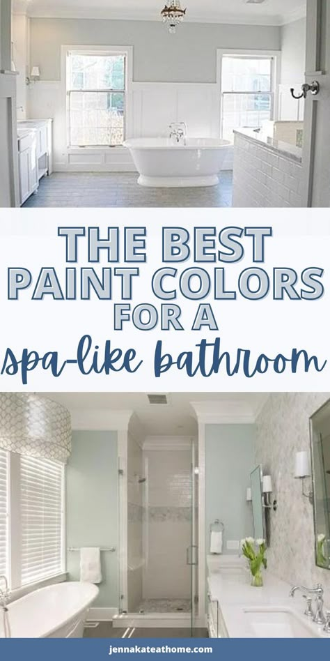 Relaxing Bathroom Colors, Spa Bathroom Colors, Small Spa Bathroom, Green Bathroom Paint, Small Bathroom Paint Colors, Best Bathroom Paint Colors, Best Bathroom Colors, Spa Bathroom Decor, Small Bathroom Paint