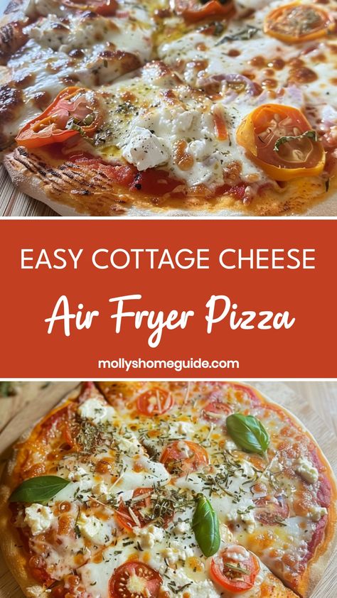 Indulge in a healthier twist on a classic favorite with this delicious cottage cheese air fryer pizza recipe. This guilt-free version of pizza packs a punch of flavor without all the extra calories. The light and fluffy crust pairs perfectly with the creamy cottage cheese topping, creating a mouthwatering combination that is sure to satisfy your cravings. Whether you're looking for a quick weeknight meal or planning your next gathering, this easy-to-make dish is bound to impress.  Ingredients 1 Air Fryer Cottage Cheese Flatbread, Cottage Cheese On Pizza, Cottage Cheese Air Fryer, Cottage Cheese Chips Air Fryer, Cottage Cheese Flatbread Air Fryer, Cottage Cheese Pizza Crust, Keto Cottage Cheese Recipes, Recipes With Cottage Cheese, Cheese Air Fryer